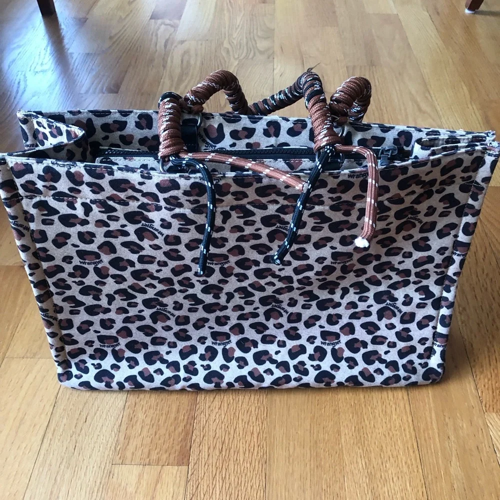 Wrangler Leopard Print Tote in Brown and Black - Picture 9 of 11